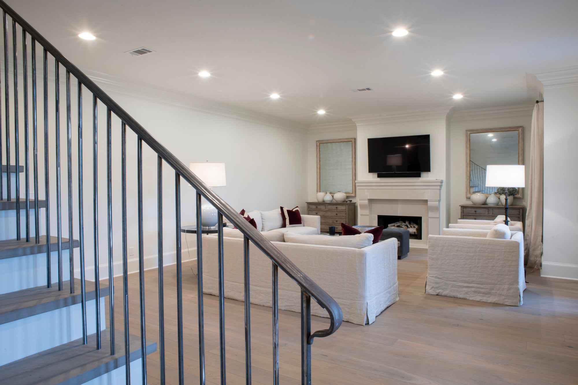 Coastal Home Design Staircase and Crown and Base Molding